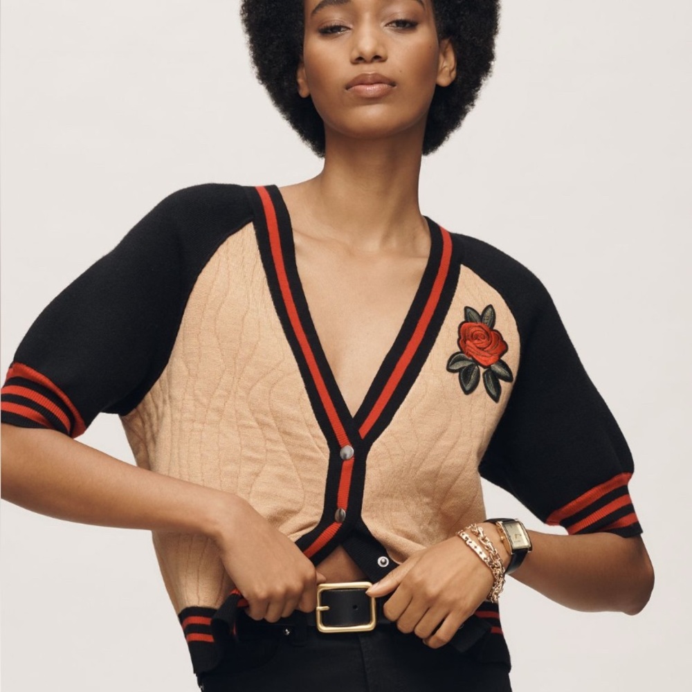 Anthropologie Maeve Sporty Short Sleeve Cardigan